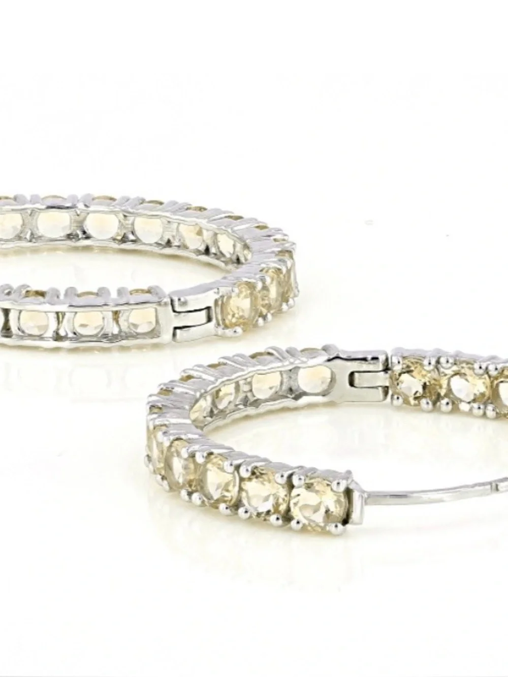 Citrine Accent Sterling Silver Hoop Huggie Earrings